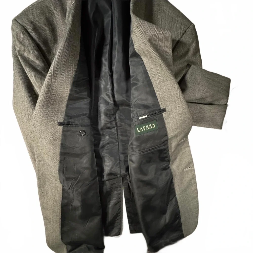 Lauren Ralph Lauren Herringbone Blazer Sport Coat Men's 50L Long‎ Polyester Gray